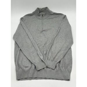 LL Bean Sweater Mens XLarge Gray‎ 1/4 Zip Long Sleeve Pullover Cashmere Blend